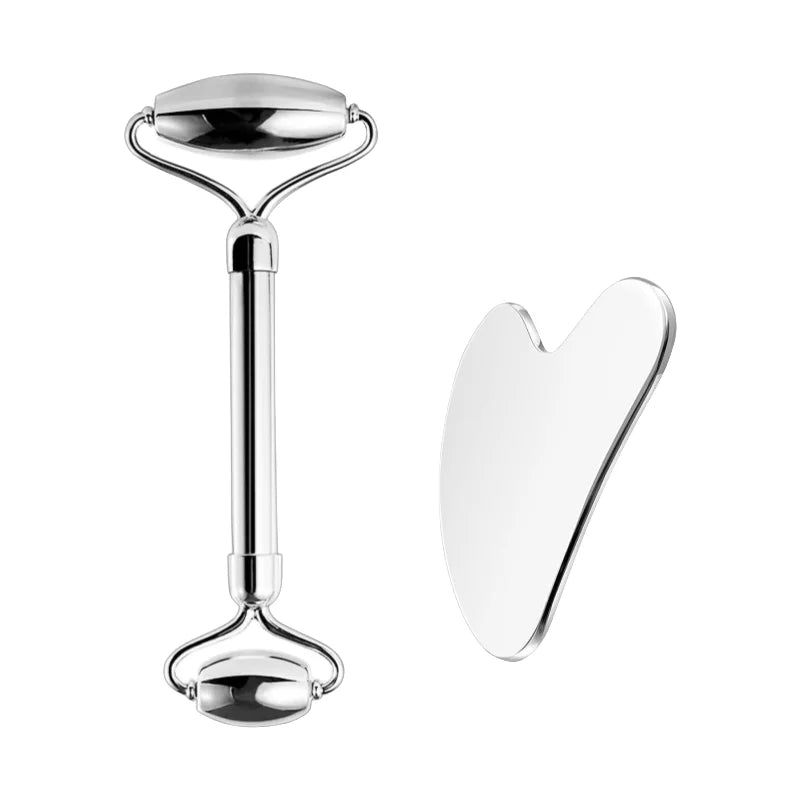 Stainless Steel Gua Sha Scraping Massage Roller - Facial & Body Beauty Tool for Skin Care, Lymphatic Drainage, Anti-Aging