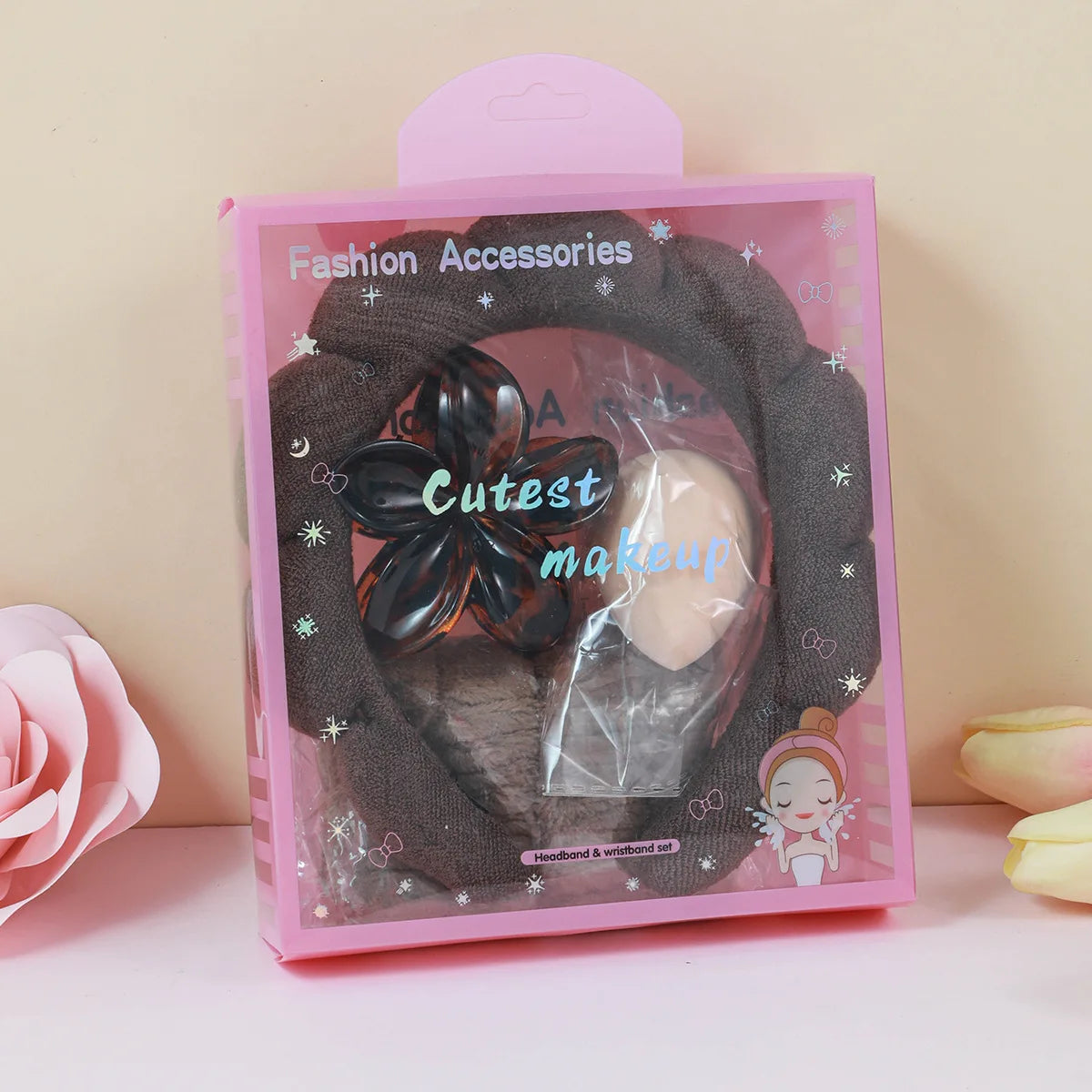 Skincare Headband Set, Face Washing Headband with Wristbands, Hair Claw Clips & Hair Ties, Spa Headbands for Women Girls